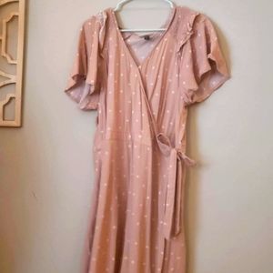 Ruffled Polka-dot Wrap Dress